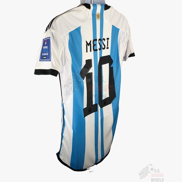 NEW 🔥 World Cup FINAL 🔥 QATAR 2022 Argentina Messi #10 Home Mens Soccer Jersey - Picture 7 of 15